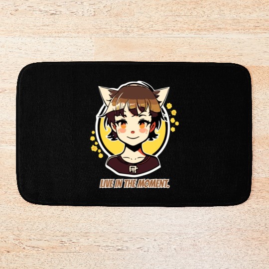 Live in the Moment: Manga Anime Girl Bath Mats