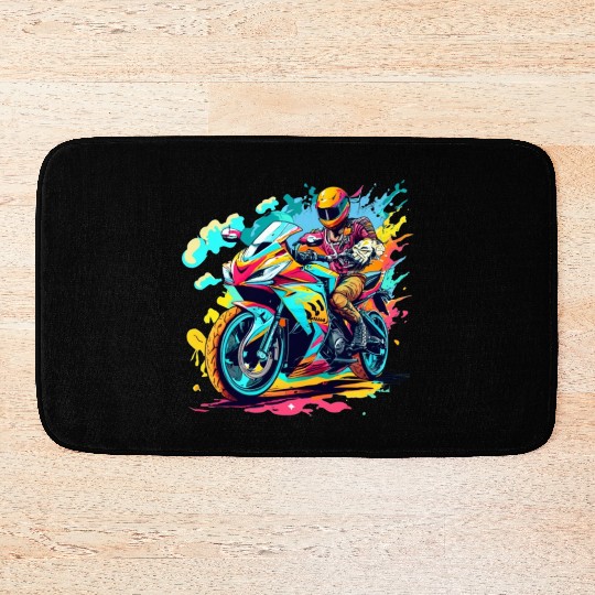 Legend cross motocycle Biker Road Trip Bath Mats