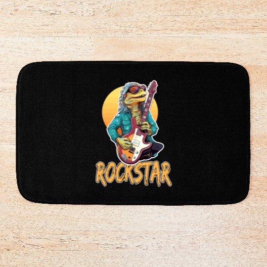 Rockstar Reptile Musician with Electric Guitar Bath Mats