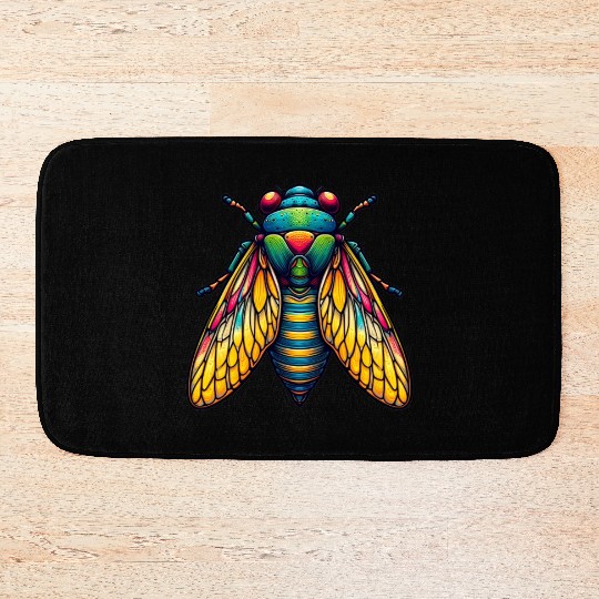 Colorful Cicada Insect Great Eastern Brood Cicada Bath Mats