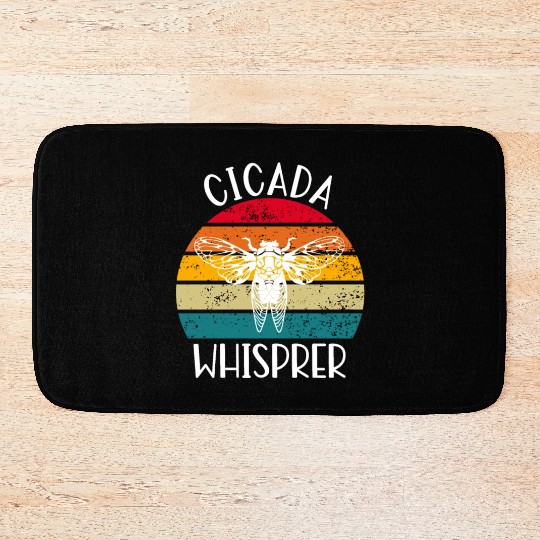 Cicada Whisprer, Retro Sunset Summertime 80's 90's Bath Mats