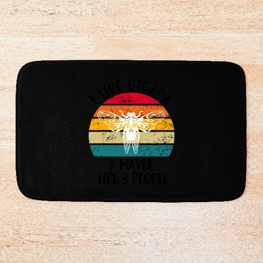 I Like Cicada & Maybe Like 3 People, Retro Sunset Bath Mats