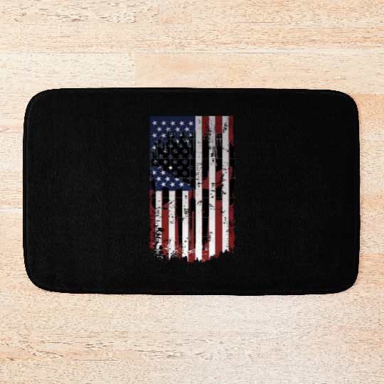 American Flag with Skull Bath Mats