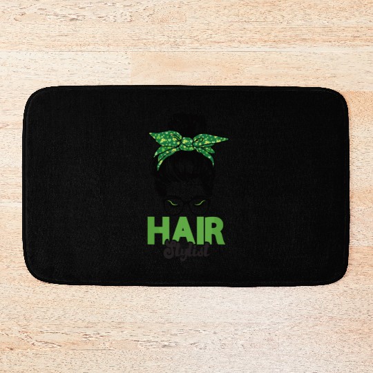 Hairstylist St Patrick's Day Shamrock Messy Bun Bath Mats