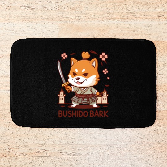 Chibi Shiba Inu Samurai Bath Mats
