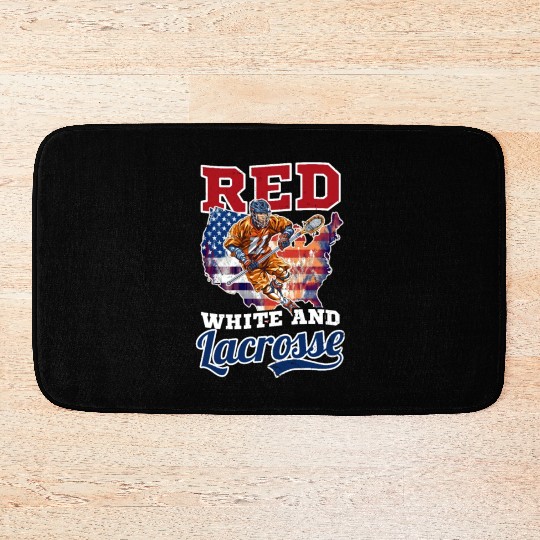 4th Of July Lacrosse Red White And Lacrosse Bath Mats