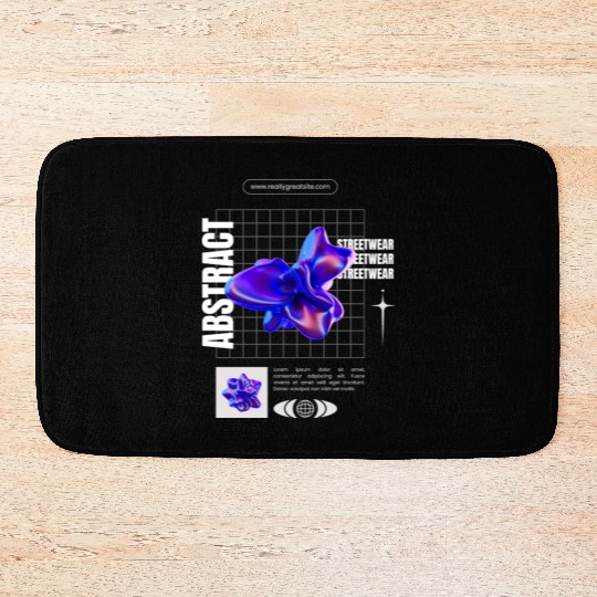 Black Blue Abstract Streetwear Bath Mats