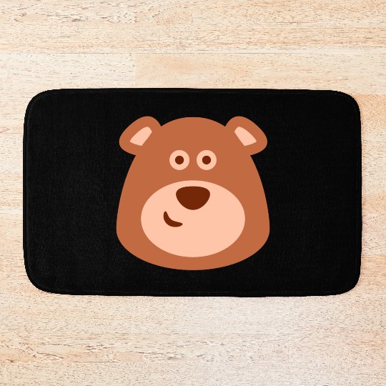 Cute Smiling Bear, Funny, Cartoon Bath Mats