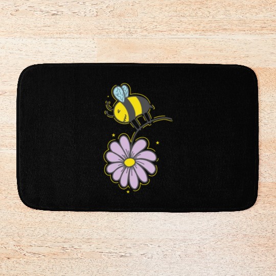 Bee with Flower Animals Nature Beekeeper Bath Mats