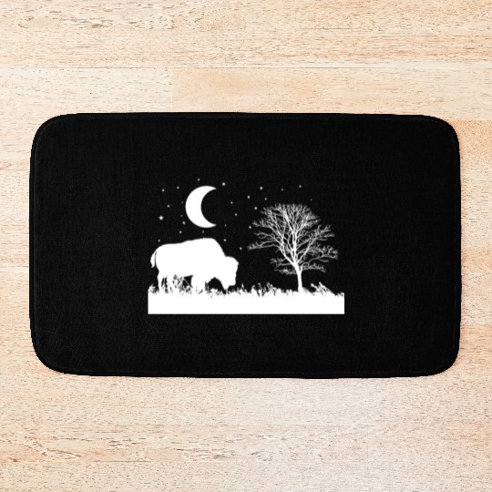 Bison eating Grass Animal Bath Mats