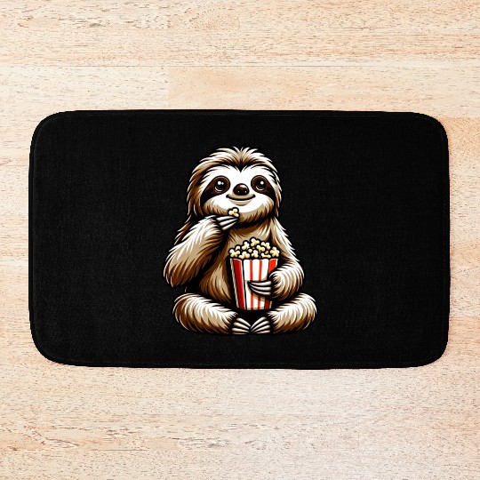 Sloth Popcorn Cinema Movie Night Bath Mats