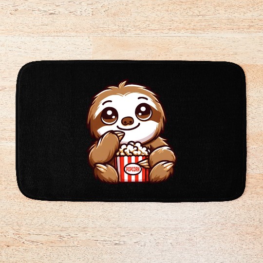 Sloth Film Critic Cinema Popcorn Lover Bath Mats