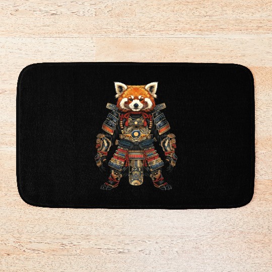 Samurai style red panda Bath Mats
