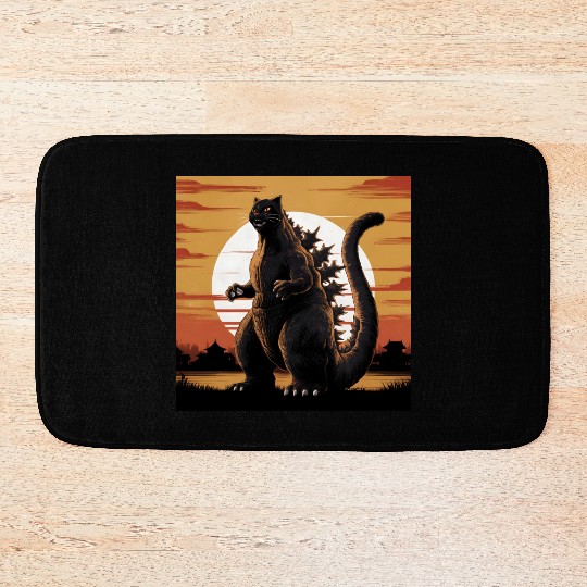 Catzilla Cat Japanese Art Funny Cat Gifts Bath Mats