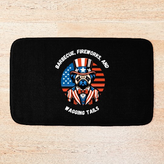 independance day,Barbecue, fireworks, and wagging Bath Mats