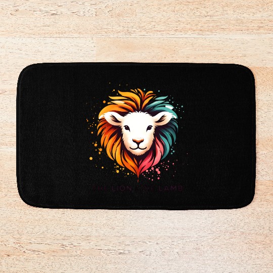 The Lion And The Lamb Abstract Art Design Bath Mats