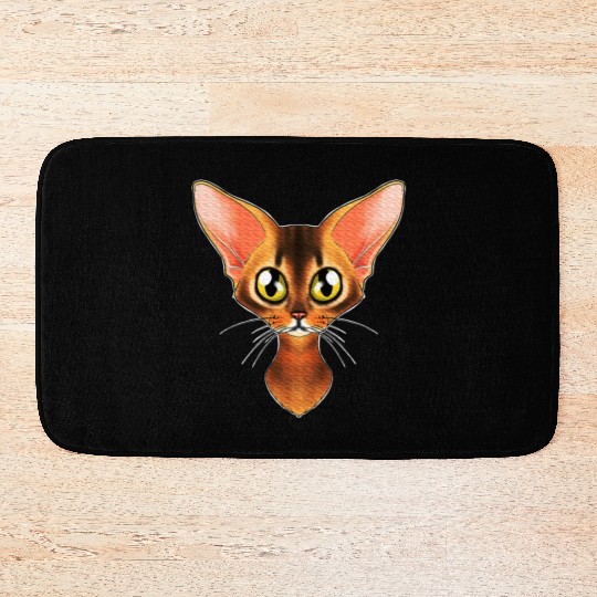 Cat Lover I Cat Face I Abyssinian Cat Bath Mats
