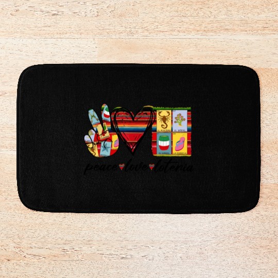 Peace Love Loteria Serape Mexican Bingo Card Bath Mats