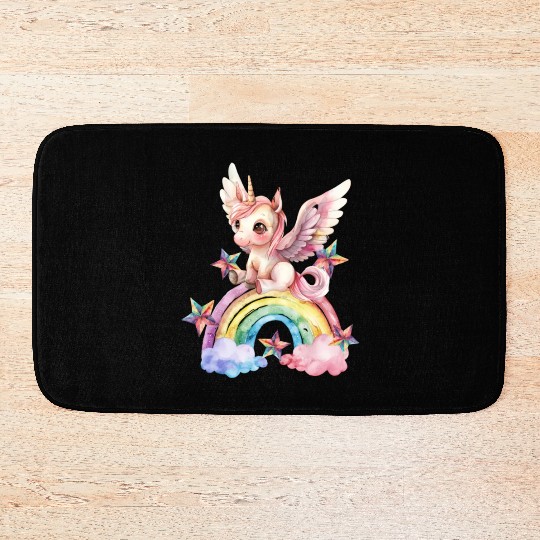Rainbow & Unicorn Art Gifts for Girls & Teenagers Bath Mats
