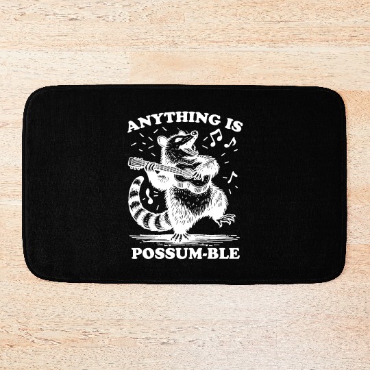Possum with a guitar Bath Mats