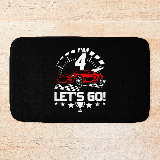 Kids 4th Birthday Boy 4 Fourth Race Car Birthday Bath Mats