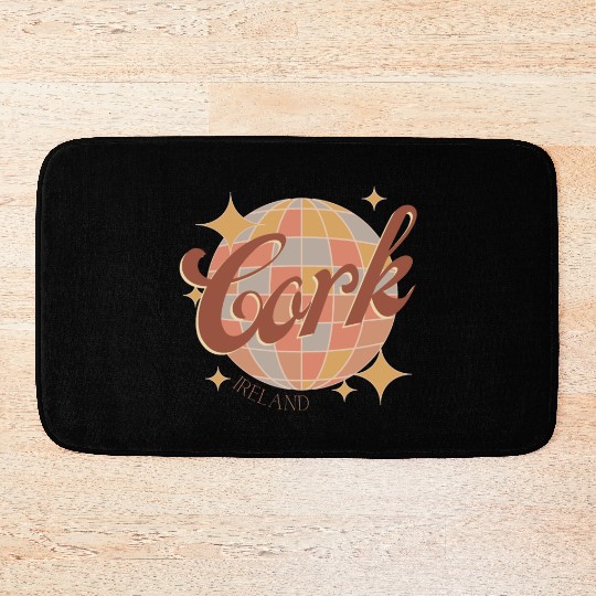 Cork City Ireland Retro Vintage Disco ball design Bath Mats
