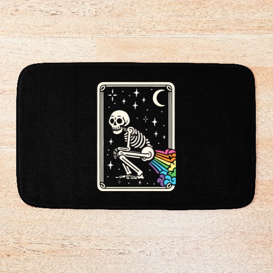 Tarot Card Skeleton Farting Rainbows LGBTQ Bath Mats