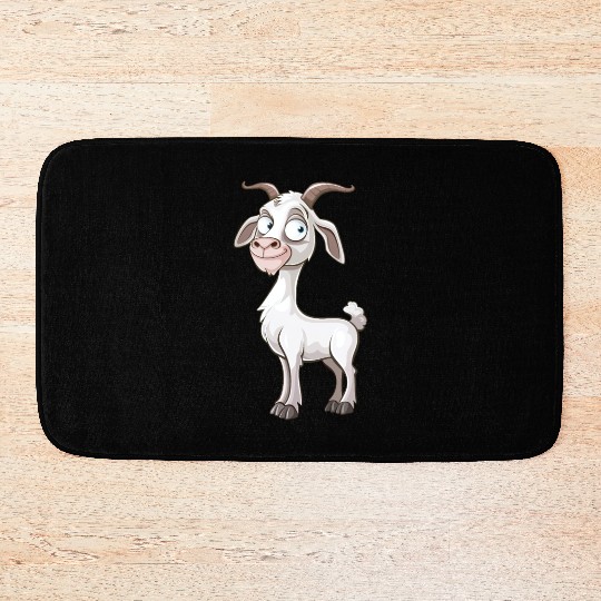 Cheerful Goofy Goat Character Bath Mats