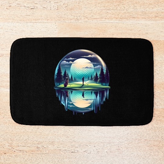 Night Golfer Escape Golfing Twilight Fairway Bath Mats