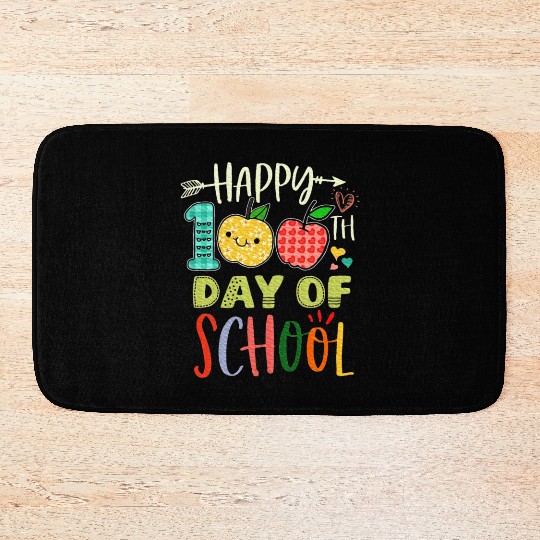 Happy 100th Day of School Kindergarten Teacher Bath Mats