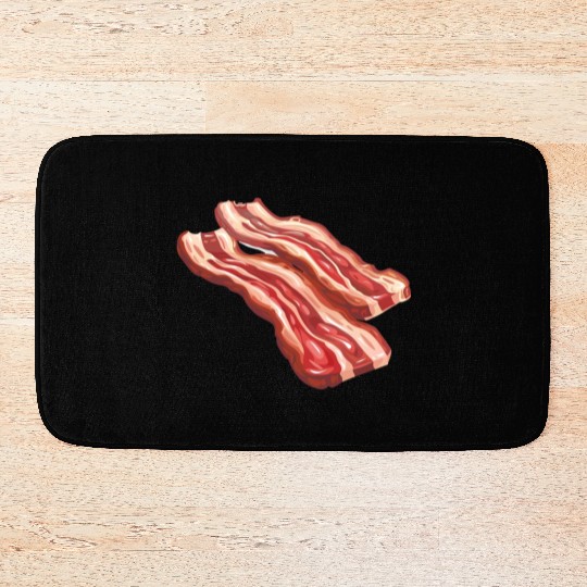Delicious Bacon Strips Illustration Bath Mats