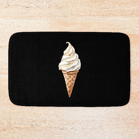 Swirled Vanilla Ice Cream Cone Delight Bath Mats