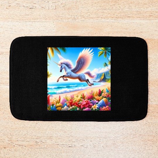 Tropical Unicorn In Hawaii Bath Mats