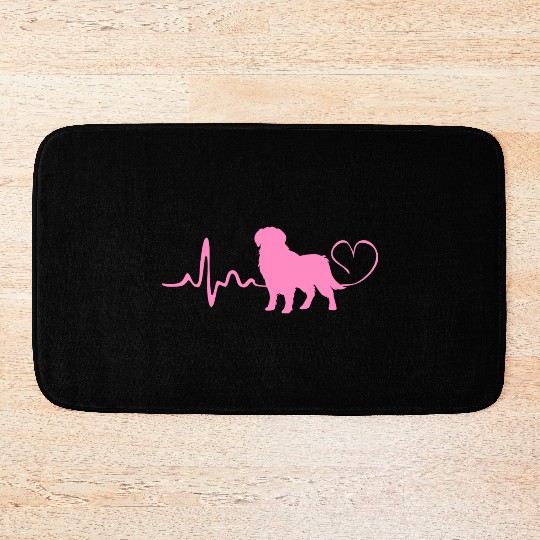 Dog Silhouette Golden Retriever Heartbeat Bath Mats