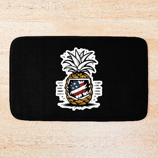 Vintage American Flag Pineapple 4th of July Gift Bath Mats