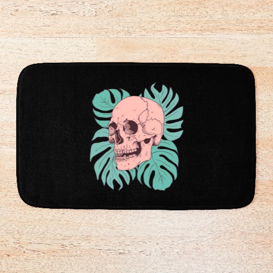 Pink Tropical Skull Bath Mats