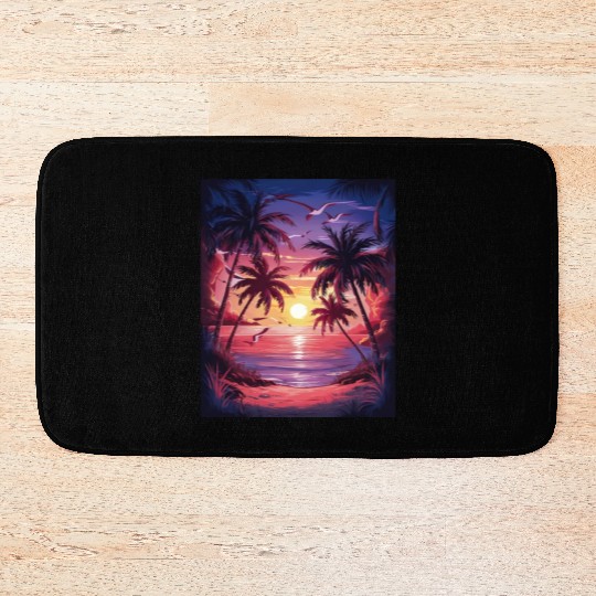 summer beach "Tropical Twilight Serenity" Bath Mats