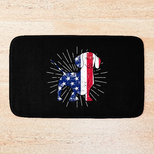 Dachshund 4th Of July US Flag Dog Lovers Patriotic Bath Mats