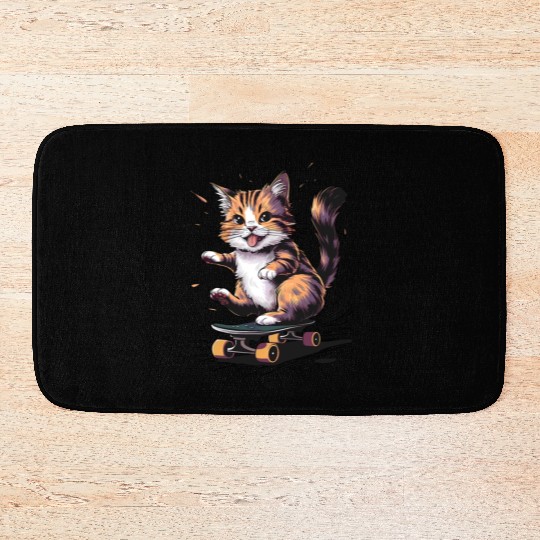 Skateboard Cat Bath Mats