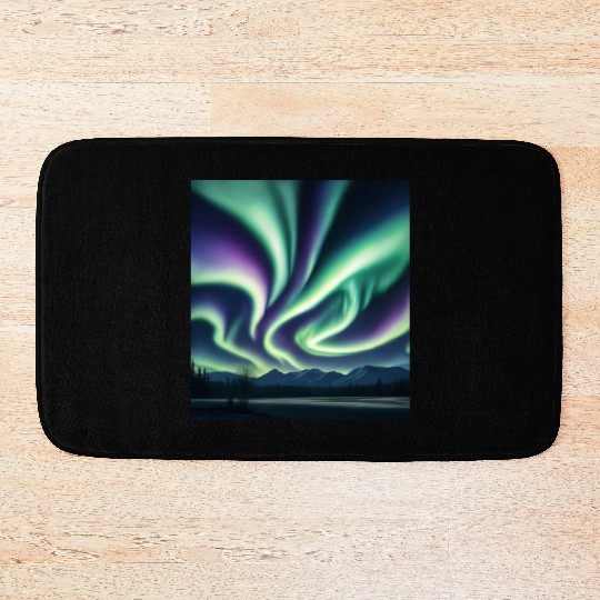 ultra realistic northern lights Bath Mats