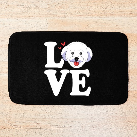 Cute Dog Face I Love My Bichon Frise Bath Mats