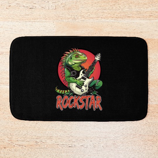 Rockstar Reptile Musician with Electric Guitar Bath Mats