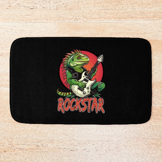 Rockstar Reptile Musician with Electric Guitar Bath Mats