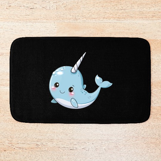 Adorable Narwhal Fantasy Encounter Bath Mats