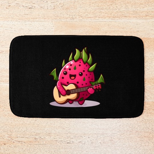 Dragon fruit plays guitar Bath Mats