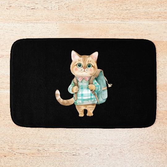 Watercolor Cute School Animals, Back to School Bath Mats