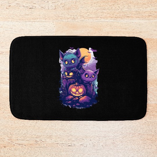 ghost friends, spooky scary friends Bath Mats