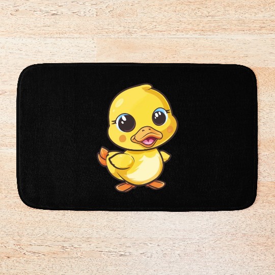 Adorable Yellow Duckling Happy Dance Bath Mats