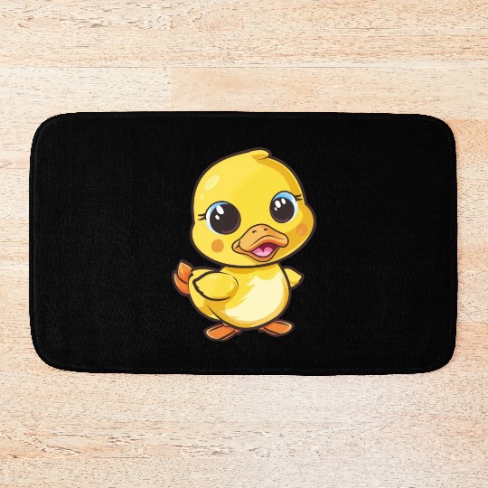 Adorable Yellow Duckling Happy Dance Bath Mats