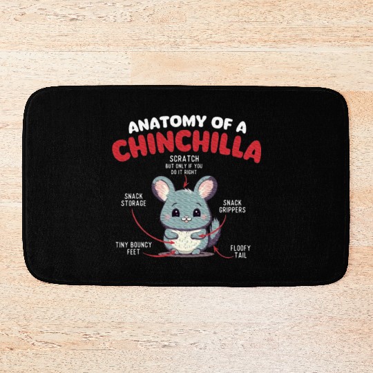 Anatomy Of A Chinchilla Rodent Lover Zoologist Pet Bath Mats